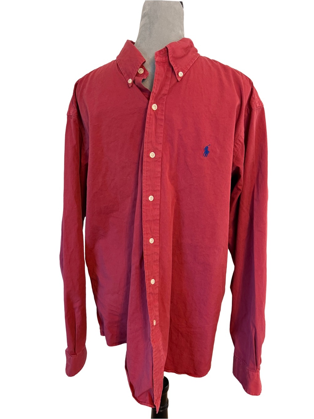 Ralph Lauren Mens Red Solid Long Sleeve Oxford Button Down Classic Fit XL Preppy